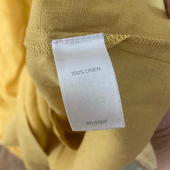 J. Jill Love Linen Yellow Collared Button Front Shirt Dress 2X Women’s plus size - Picture 7 of 8